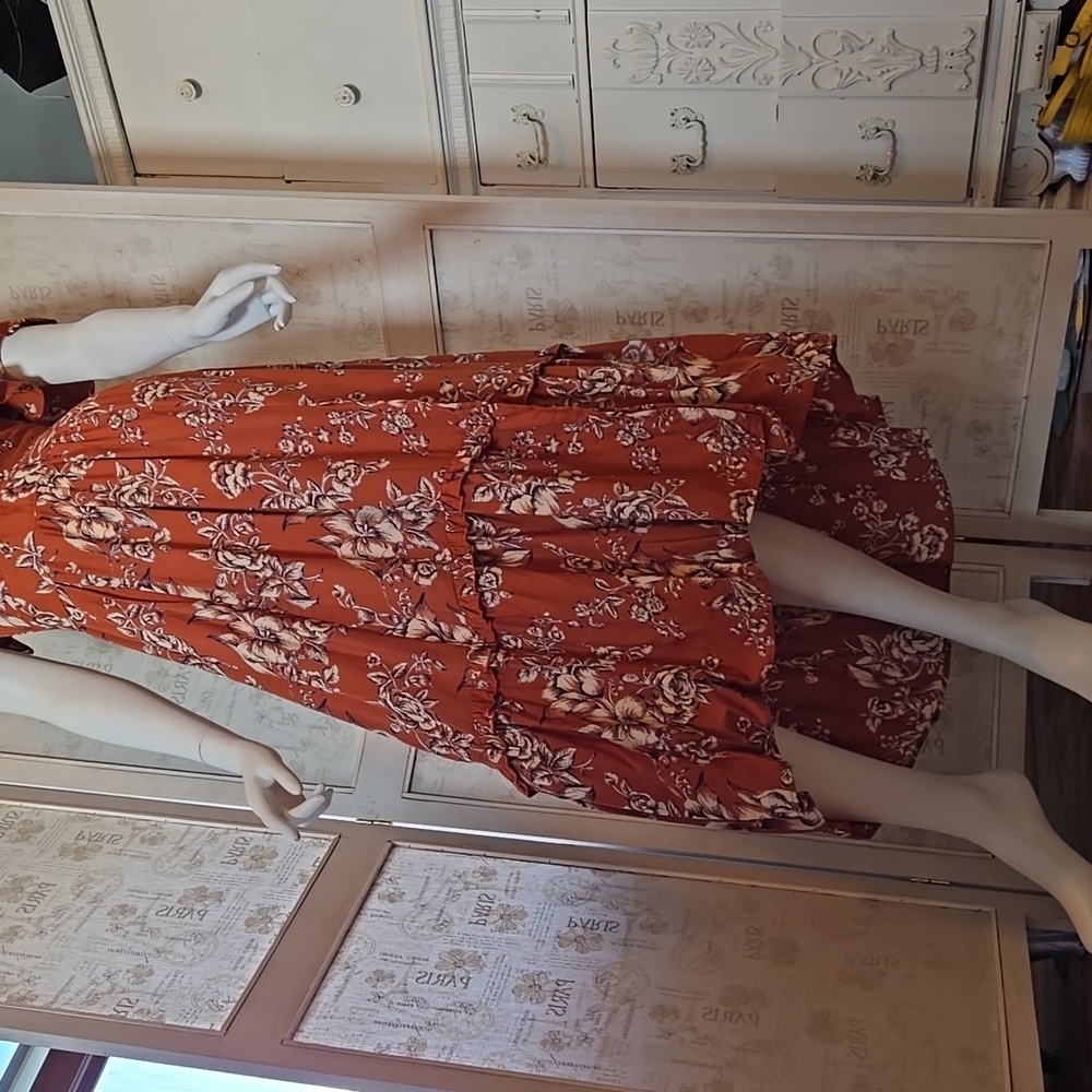 Floral Rust Dress Small - Picture 11 of 12